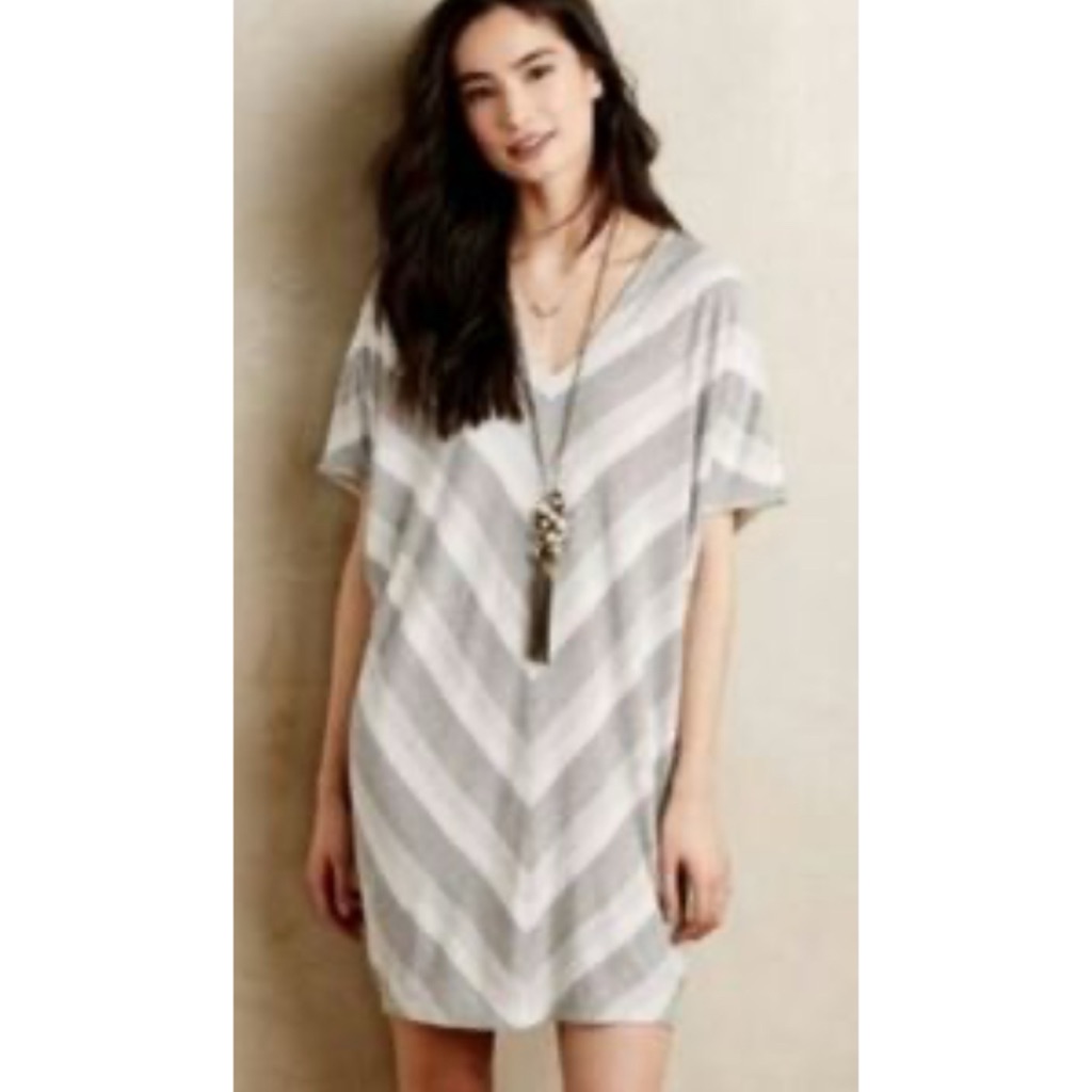 Bella Luxx Gray And White Striped Dress Size Medium